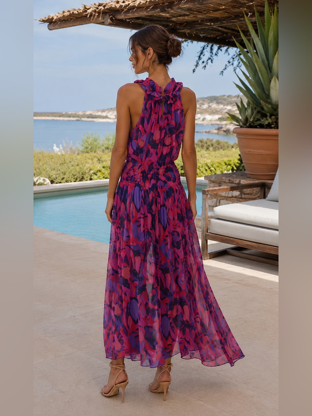 NWT Isabel Marant Alsaw Silk Chiffon Maxi Dress Pink Purple Floral  US 8 - Picture 8 of 17